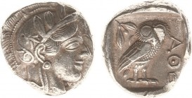Illyria and Central Greece - Attica - Athens - AR Tetradrachm (ca. 454-404 BC, 17.10 g) - Helmeted head of Athena right with frontal eye / Owl standin...