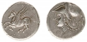 Illyria and Central Greece - Corinthia - Corinth - AR Stater (c. 315-310 BC, 8.66 g) - Pegasos flying left, koppa below / Head of Athena to left, wear...