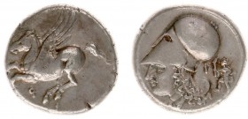 Illyria and Central Greece - Corinthia - Corinth - AR Stater (c. 375-300 BC, 8.58 g) - Pegasos flying left, koppa below / Helmeted head of Athena left...