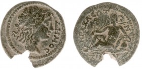 Greece - Caria - Heraclea Salbace - AE22 (2nd/3rd century, 5.13 g) - ΔHMOC Laureate head of Demos to right / HERACΛEATΩN River god reclining left, cor...