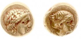 Greece - Lesbos - Mytilene - EL Hekte (c. 375-325 BC, 2.64 g) - Laureate head of Apollo right / Head of Artemis right, hair bound in sphendone, serpen...