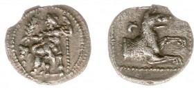 Asia Minor - Cilicia - AR 3/4 Obol (uncertain mint or satrap, Tarsus (?), c. 4th century BC, 0.57 g) - Baal enthroned to left holding long dotted scep...