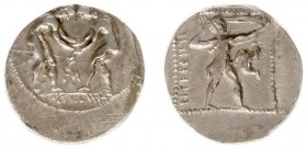 Asia Minor - Pamphylia - Aspendos - AR Stater (c. 380-325 BC, 10.82 g) - Two wrestlers grappling, FИ between and MENETVΣ EΛVΦA in ex. / Slinger to rig...