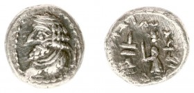 The East - Persis - Oxathres (1st century BC) - AR Hemidrachm (2.00 g.) - Bust of bearded king left, wearing diadem, symbol behind bust / King standin...