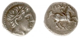 Kingdom of Macedonia - Philip II (359-336 BC) - AR 1/5 Tetradrachm (Amphipolis 322-317 BC, 2.61 g) - Head of Apollo right wearing tania / Youth on hor...