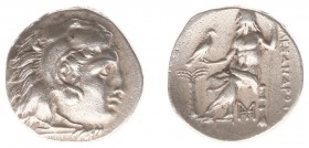 Kingdom of Macedonia - Alexander III (336-323 BC) - AR Drachm (Abydos, c. 325-323 BC, lifetime issue, 4.23 g) - Head of Herakles right, wearing lion's...