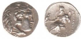 Kingdom of Macedonia - Alexander III (336-323 BC) - AR Drachm (Sardes, struck under Menander c. 324-323 BC, 4.20 g) - Head of Herakles right, wearing ...