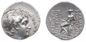 The Seleukid Kingdom - Demetrios II Nikator (145-140 BC) - AR Tetradrachm (Antioch year 168 (145/144 BC), 16.83 g) - Diademed head right / Apollo seat...