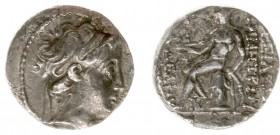 The Seleukid Kingdom - Demetrios II Nikator (145-140 BC) - AR Drachm (Antioch on the Orontes c 145-144 BC, 2.95 g) - Diademed head right / Apollo Delp...