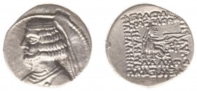 Parthian Kingdom - Orodes II (57-38 BC) - AR Drachm (4.01 g) - Bare-headed, bearded bust to left wearing diadem / Archer seated right on throne holdin...