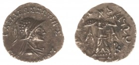 The Indo-Greek Kingdom - Menander (ca. 160-145 BC) - Bilingual AR drachm (2.28 g.), Diademed bust with Boeotian helmet r., / Athena Alkidemos standing...