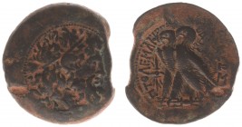 Ptolemy IX Soter (117/116-107/106 BC) with Kleopatra III (117-107/6) - AE317-20 (Cyprus, 23.38 g) - Diademed head of Zeus Ammon right / Two eagles sta...