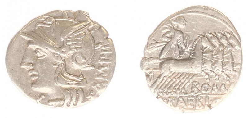 AR Denarius M. Baebius Q.f. Tampilus, 137 BC 3,86 g. Helmeted head of Roma l.; b...