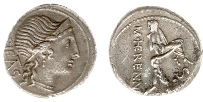 M. Herennius - AR Denarius (Rome 108-107 BC, 4.00 g) - Diademed head of Pietas r...