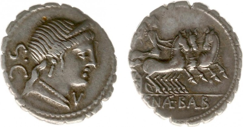 C. Naevius Balbus - AR Serratus Denarius (Rome 79 BC, 3.76 g) - Diademed head of...