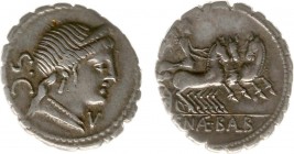 C. Naevius Balbus - AR Serratus Denarius (Rome 79 BC, 3.76 g) - Diademed head of Venus right, V below chin / Victoria driving triga right (Crawford 38...