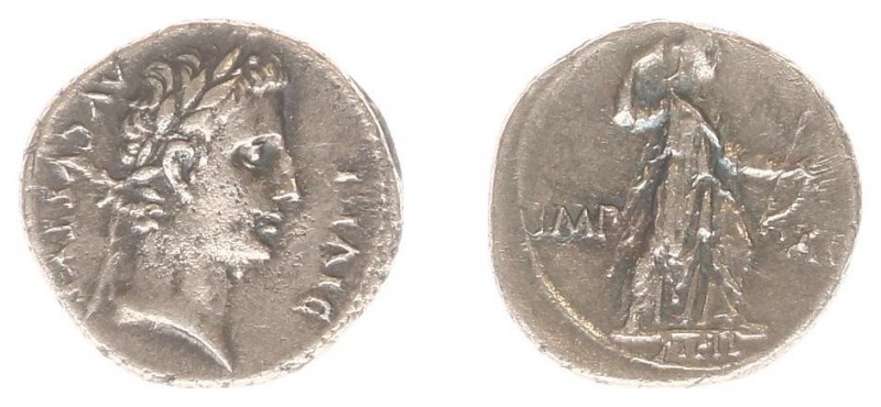 Augustus (27 BC - 14 AD) - AR Denarius (Lugdunum 11-10 BC 3,61 g 18 mm) AVGVSTVS...