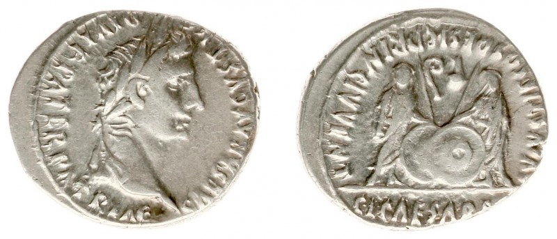 Augustus (27 BC - 14 AD) - AR Denarius (Lugdunum c. 7-6 BC, 3.75 g) - CAESAR AVG...