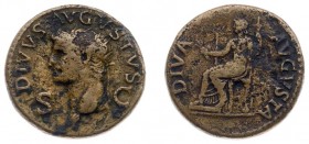 Augustus (27 BC - 14 AD) - Divus Augustus - AE Dupondius (Rome, struck by Claudius, 15.84 g) - DIVVS AVGVSTVS SC Radiate head of Divus Augustus to lef...