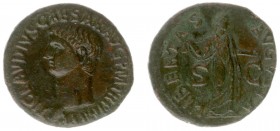 Claudius (41-54) - AE As (Rome c. AD 50-54, 9.70 g) - TI CLAVDIVS CAESAR AVG PM TRP IMP PP Bare head left / LIBERTAS AVGVSTA SC Libertas standing righ...