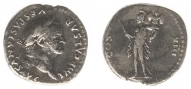 Vespasianus (69-79) - AR Denarius (Rome AD 77-78, 3.03 g) - Laureate head right / Mars standing left holding spear and trophy (RIC 103 / BMCRE 200) - ...