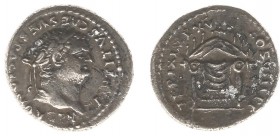 Titus (69-81) - AR Denarius (Rome January-June AD 80, 3.23 g) - IMP TITVS CAES VESPASIAN AVG PM Laureate head right / TRP IX IMP XV COS VIII PP Throne...
