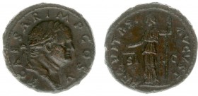 Titus (69-81) - AE As (Rome ad 76, 11.16 g) - Laureate bust right / AEQVITAS AVGVST Aequitas standing left holding scales and rod (RIC 676) - some smo...