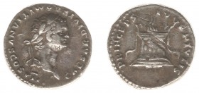 Domitianus (81-96) - AR Denarius (Rome AD 80-81, 3.00 g) - Laureate head right / PRINCEPS IVVENTVTIS Garlanded and lighted altar (RIC Titus 266) - VF