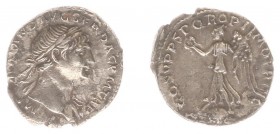Traianus (98-117) - AR Denarius (Rome, c. 107-111 AD, 3,14). IMP TRAIANO AVG GER DAC P M TR P, laureate bust to right / COS V P P SPQR OPTIMO PRINC, V...