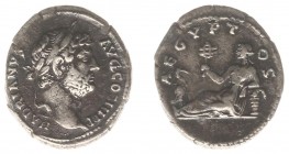 Hadrianus (117-138) - AR Denarius (Rome c. AD 134-138, 3.00 g) - 'Travel series' issue - HADRIANVS AVG COS III PP Bare head right / AEGYPTOS Aegyptos,...