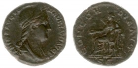 Sabina - AE Dupondius (Roma AD 129, 10.77 g) - Diademed and draped bust right / Concordia enthroned left holding patera (RIC 1037 / BMCRE 1892) - Good...