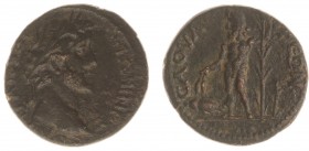 Antoninus Pius (138-161) - Lycaonia / Savatra - AE26 (11.07 g) - Laureate head right / Nude lake-god standing, holding two ears of corn over fish and ...