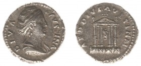Faustina Mater - AR Denarius (Rome after AD 141, 3.04 g) - DIVA FAVSTINA Draped bust to right / AED DIV FAVSTINAE Front view of the hexastyle temple o...