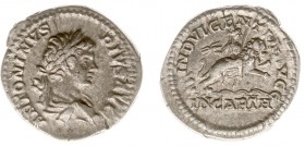 Caracalla (196-217) - AR Denarius (Rome AD 201-206, 3.65 g) - Laureate and draped bust right / INDVLGENTIA AVGG The Dea Caelestis holding thunderbolt ...