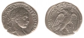 Elagabalus (218-222) - Seleucis and Pieria. Antioch. Billon Tetradrachm (25,5 mm, 14,11 g). Laureate, draped and cuirassed bust of Elagabalus to right...