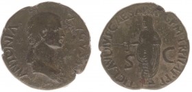 Antonia - AE Dupondius (Rome, issued after her death by Claudius AD 41-42, 16.57 g) - ANTONIA AVGVSTA Draped bust right / TI CLAVDIVS CAESAR AVG P M T...