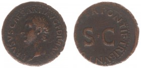 Drusus Minor (14 BC - 23 AD) - AE As (Rome, issued under Tiberius AD 22-23, 10.48 g) - DRVSVS CAESAR TI AVG F DIVI AVG N Bare head left / PONTIF TRIBV...