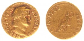 Nero (54-68) - AV Aureus (Rome c. AD 64-65, 7.10 g) - NERO CAESAR AVGVSTVS Laureate head right / IVPPITER CVSTOS Jupiter, cloak around lower limbs, en...