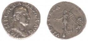 Galba (68-69) - AR Denarius (Rome, June-December AD 68, 3.22 g) - IMP SER GALBA CAESAR AVG Laureate and draped bust right / VICTORIA PR Victoria stand...