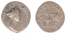 Marciana - AR Denarius (Rome AD 112, 3.28 g) - DIVA AVGVSTA MARCIANA Draped and diademed bust right, dotted border / CONSECRATIO Carpentum drawn by tw...