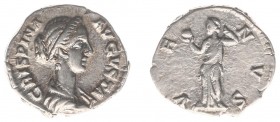 Crispina - AR Denarius (Rome, struck under Commodus, 2.83 g) - Draped bust right / VENVS Venus standing left, holding apple and drawing up fold of dra...
