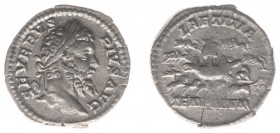 Septimius Severus (193-211) - AR Denarius (Rome AD 202, 3.42 g) - SEVERVS PIVS AVG Laureate head right / LAETITIA TEMPORVM Interior scene of the Circu...
