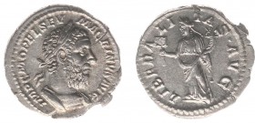 Macrinus (217-218) - AR Denarius (Rome March-June 218, 2.66 g) - IMP C M OPEL SEV MACRINVS AVG Laureate and draped bust with long beard to right / LIB...