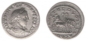 Elagabalus (218-222) - AR Denarius (Eastern Mint AD 218-219 AD, 2.83 g) - ANTONINVS PIVS FEL AVG Laureate, draped and cuirassed bust right / SANCT DEO...