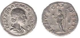 Julia Soaemias (mother of Elagabalus) - AR Denarius (Rome, struck under Elagabalus AD 220-222, 2.58 g) - Draped bust right / VENVS CAELESTIS Venus Cae...