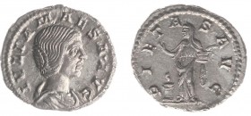 Julia Maesa - AR Denarius (Rome AD 218-220, 2.80 g) - IVLIA MAESA AVG Draped bust right / PIETAS AVG Pietas standing left, sacrificing over lighted al...