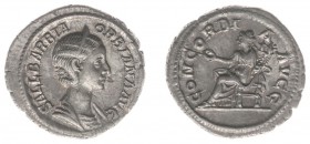 Orbiana (wife of Sev. Alexander) - AR Denarius (Rome AD 225, 2.98 g) - SALL BARBIA ORBIANA AVG Diademed and draped bust right / CONCORDIA AVGG Concord...