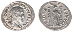 Maximinus I Thrax (235-238) - AR Denarius (Rome AD 235-236, 2.58 g) - IMP MAXIMINVS PIVS AVG Laureate, draped and cuirassed bust right / FIDES MILITVM...