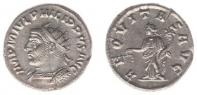 Philippus I Arabs (244-249) - AR Antoninianus (Antioch, 5.10 g) - Radiate and cuirassed bust left / AEQVITAS AVG Aequitas standing left holding scales...