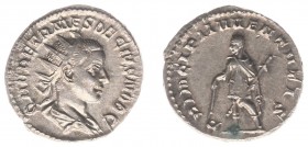 Herennius Etruscus (250-251) - AR Antoninianus (Rome AD 250-251, 3.33 g) - Q HER ETR MES DECIVS NOB C Radiate and draped bust right / PRINCIPI IVVENTV...